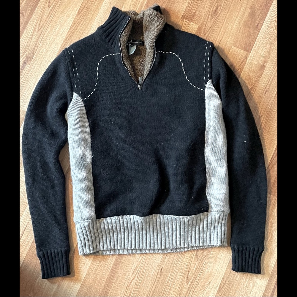 FRENCH CONNECTION PULL OVER WOOL ZIP FR SWEATER